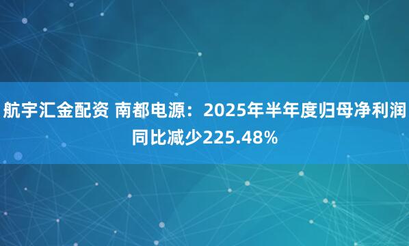 航宇汇金配资 南都电源：2025年半年度归母净利润同比减少225.48%